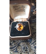 Antique Vintage Victorian Amber Silver 800 Beautiful Old Ring Size UK P,... - £75.00 GBP