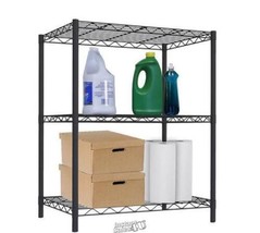 Home Basics-Steel 3-Tier Wire Shelf 21"Lx13.8"Dx32"H Easy Assembly 6.4 lbs Black - £24.99 GBP