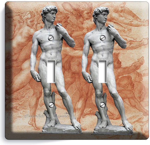 MICHELANGELO DAVID NAKED SCULPTURE double LIGHT SWITCH WALL PLATE NEW ART COVER