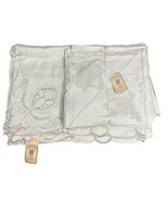 Gorgeous New Vintage Hand Made Lace Linen Ivory Tablecloth With 12 Napkins - $914.97 MXN