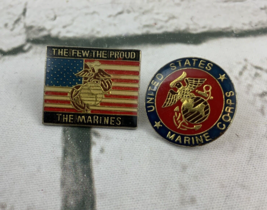 Lapel Pin Lot of 2 US Marines American Flag Support Our Troops Patriotic - $9.89