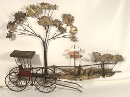 Vintage Curtis Jere Mid Century Mod Metal Wall Sculpture Carriage at Crossroads - £418.35 GBP