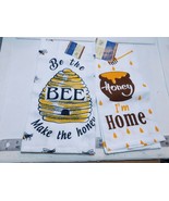 Honey Pot and Bee Skep  Flour Sack Dish Towels  set of 2 15&quot;x25&quot;  100% c... - $7.99