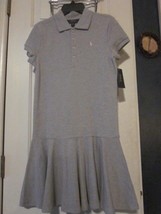 Nwt - Polo Ralph Lauren Girl&#39;s Size L (12-14) Gray Short Sleeve Polo Dress - £27.17 GBP