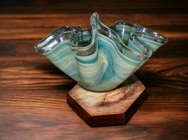 MURANO Style Large Ribboned Glass Bowl - £51.63 GBP