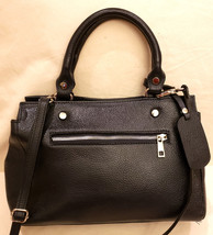 Made In Italy Anna Luchini Handbag/Cross-body/Shoulder Bag Black Pebbled... - $69.98