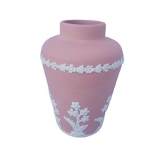 Ecanada Jasperware Vase Canada Art Pottery Pink Floral Vessel Decorative... - £36.01 GBP