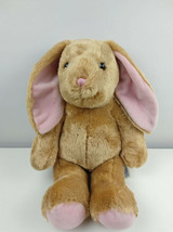 Build A Bear Brown Cotton Tail Bunny Rabbit Plush Pink Nose Pink Ears Soft BAB - $9.41