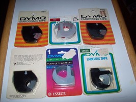 6 Vintage Dymo Labeling Tape Cartridge Package 3/8&quot; x 12&#39; - 3 red 2 blac... - $19.79