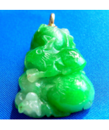 Earth mined Jadeite Jade Lucky Antique Green Medallion Vintage Pendant 1... - $12,155.25
