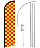 Windless, Swooper, Feather Flag CHECKERED RED &amp; YELLOW, Pole &amp; Ground Spike - $109.25 CAD