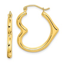 10K Gold Hollow Heart Shape Hoop Earrings Jewelry 26 x 23mm - £65.76 GBP