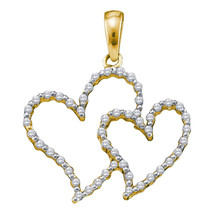 10k Yellow Gold Round Diamond Heart Love Fashion Pendant 1/6 Ctw - £127.89 GBP