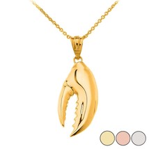 Solid 14k Gold Lobster Claw Pendant Necklace - Yellow, Rose, or White - £159.79 GBP+