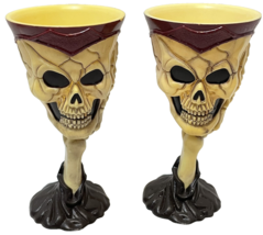 Vintage Pair of Halloween Skull Skeleton Goblets Wine Cups for Party Plastic 7.2 - £14.18 GBP