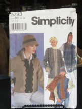 Simplicity 5793 Misses Jacket Vest 2 Lengths Scarf Hat Pattern - Size 14-22 - $8.90