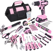 232 Piece 20V Pink Cordless Lithium ion Drill Driver and Home Tool Set Lady&#39;s Re - £240.78 GBP