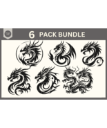 Dragon SVG File Clipart Silhouette PNG - $10.00