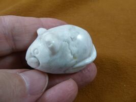(Y-MOU-573) white Howlite Roly Poly Mouse Mice gemstone carving FAT RODE... - $15.79