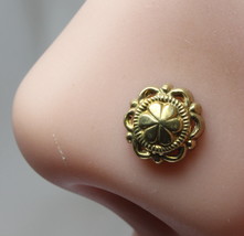 Floral 18g Ancien Or Finition Indien Push Broche Nez Bague - £13.22 GBP