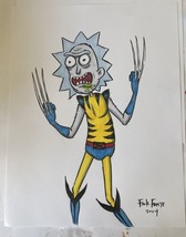 Original Art Wolverine-Rick Mashup Rick &amp; Morty Original Drawing By Fran... - £51.34 GBP