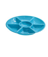 Chip N Dip Hard Plastic 11.5-Inch Tray Round 7 Compartment Aqua Blue - $13.74