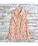 ModCloth Peach Floral Print Sleeveless Button Front Too Size XS - $235.90 MXN