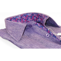 Men Premium Quality Soft Linen Sports Shirt INSERCH Short Sleeves SS717 Purple image 3