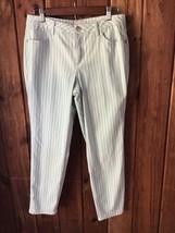 Denim Green Stripe Pants Size 12 Stretch 5 Pockets - £9.94 GBP