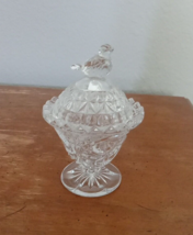 Hofbauer Byrdes Trinket Dish Clear Lead Crystal Bird Figurine Pedestal Lidded  - £11.66 GBP
