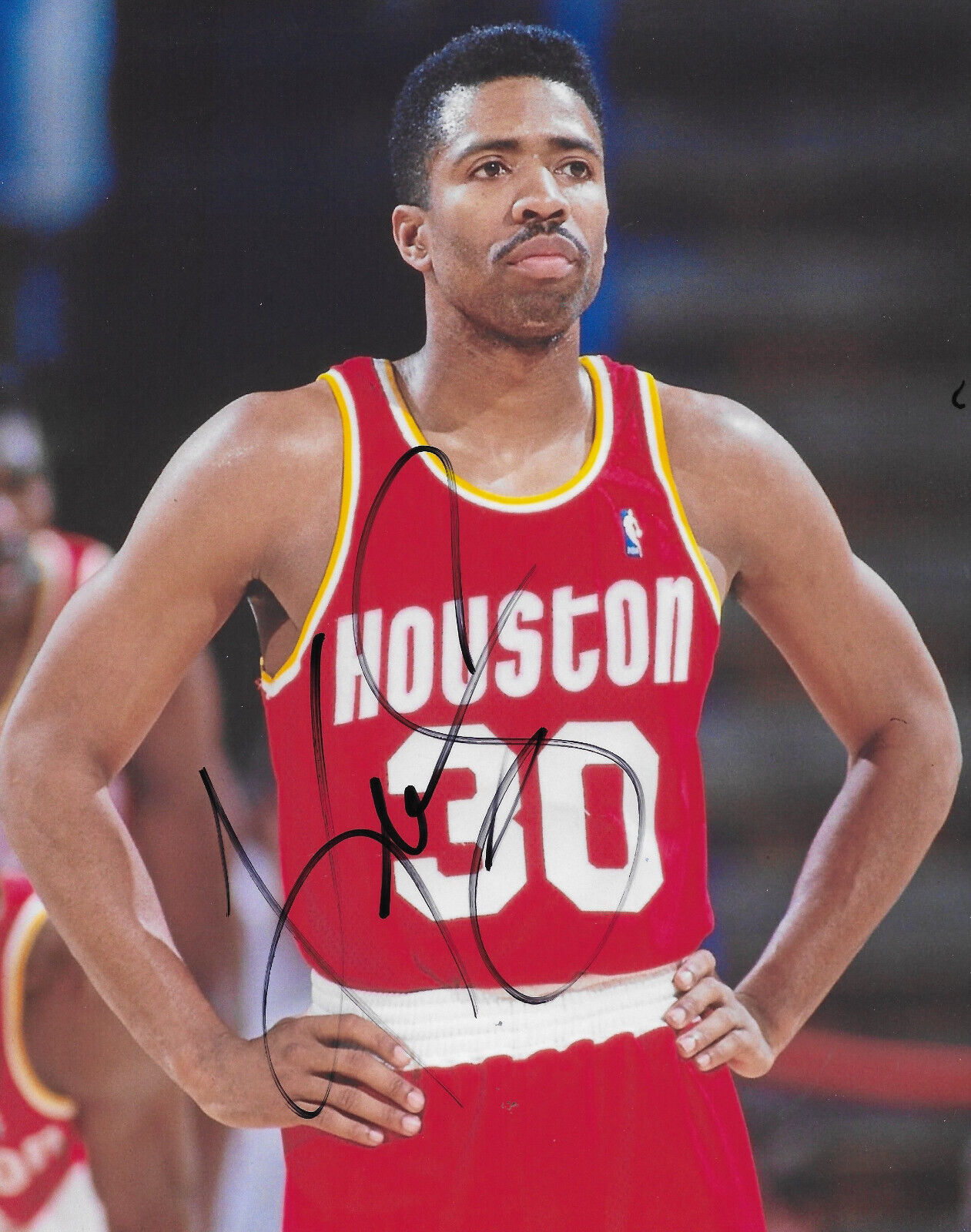 Primary image for Kenny Smith signed Houston Rockets basketball 8x10 photo Proof COA autographed.