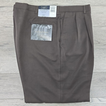 Men&#39;s Haggar Micromattique Gab Cuffed Pleated Espresso Dress Pants - Sz ... - $29.02