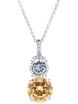 Authentic Crislu Champagne Quartz Two-Stone Pendant - £71.11 GBP