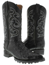 Mens Black Biker Boots Crocodile Back Pattern Leather Cowboy Motorcycle ... - $149.99