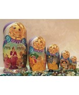 Matryoshka Gift Cinderella Fairy Tale Wooden Nesting Doll 5 pc Hand-pain... - $217.46 CAD