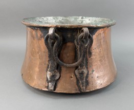 Antique French Copper Large Apple Butter Candy Kettle Cauldron Pot Dovet... - £395.44 GBP