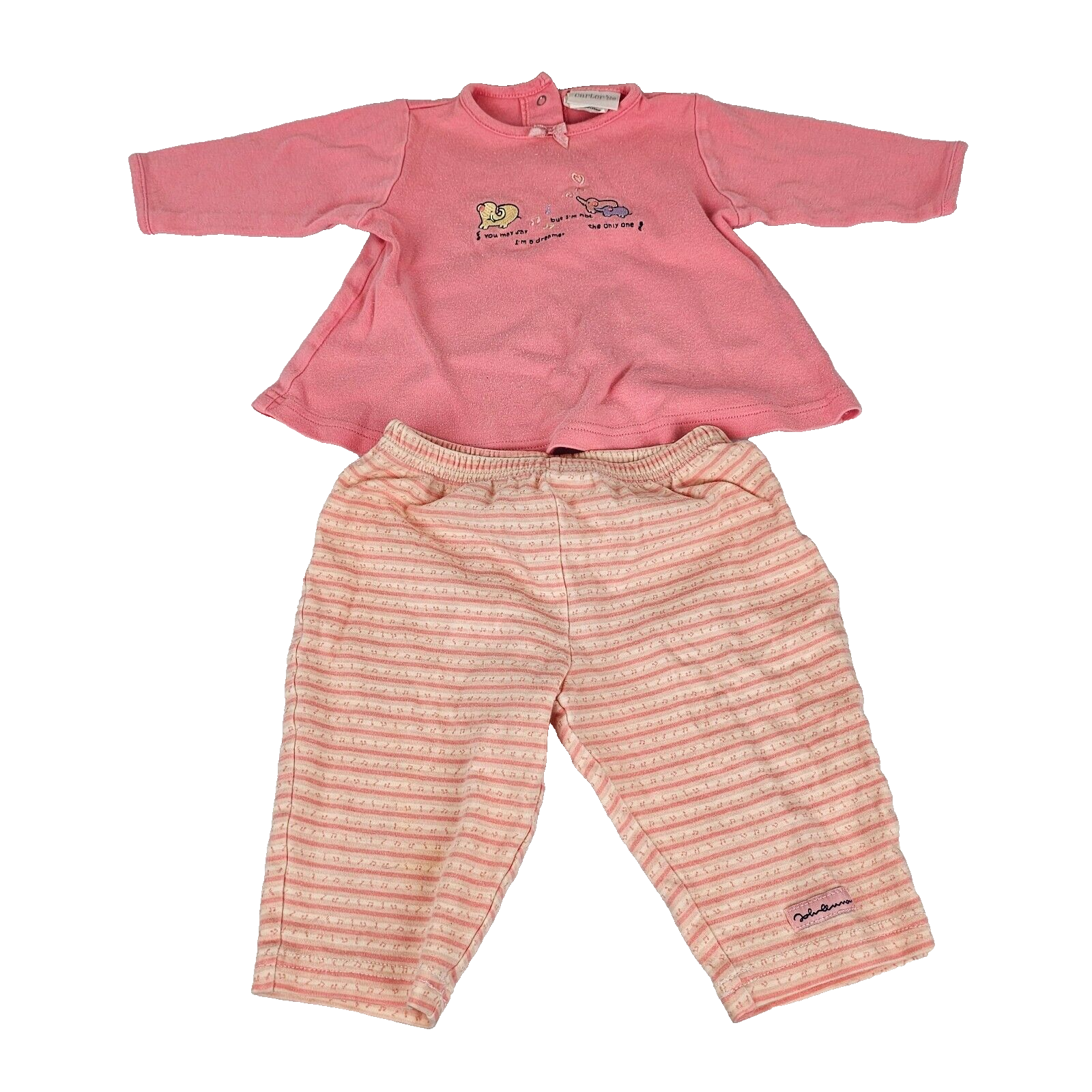 Primary image for Baby Girl Clothes Carter's 3-6 Month Vintage John Lennon 2pc Pink Set Outfit