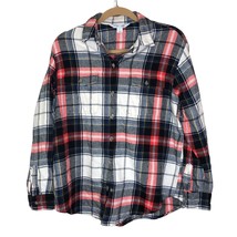 Old Navy The Boyfriend Shirt Size Medium Flannel Red Black Plaid Winter ... - £9.45 GBP