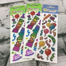 Vintage Sandylion Stickers Lot Of 3 Sheets Happy Birthday Party Themed  - $19.79