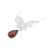 925 Sterling Silver  Cabochon Cut Amber Butterfly Thin Chain Necklace  NE1298 - $62.28