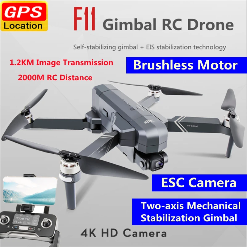 True 4K Esc Camera Brushless Gps Rc Drone Model 2-Axis Gimbal Eis 1200M Wifi F - £349.53 GBP+