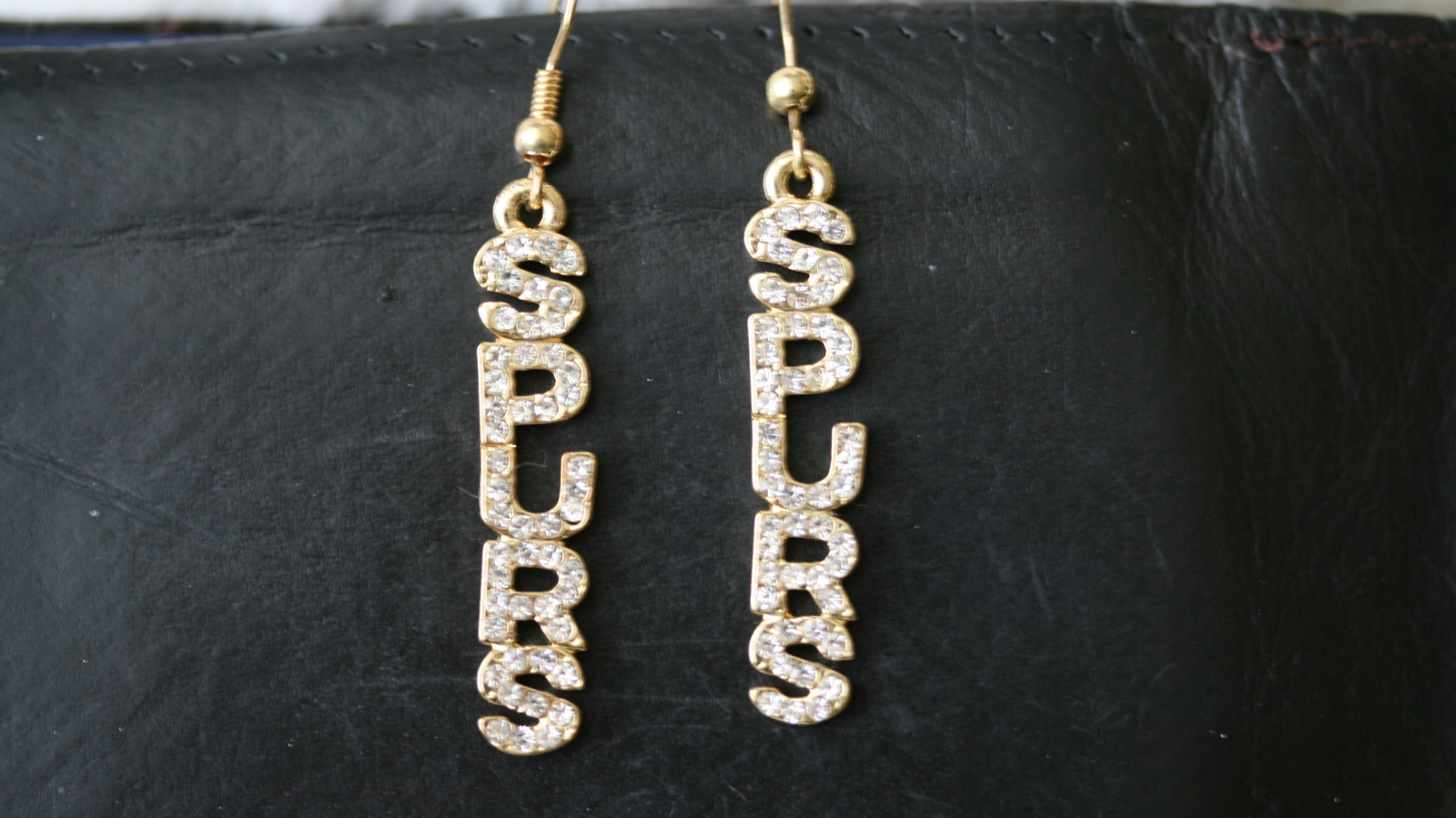 Primary image for San Antonio SPURS Earrings  Rhinestone Word SPURS Earrings. SPURS Dangle Earring