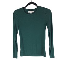 LOFT Womens Top Ribbed Knit Crew Neck Long Sleeve Green S - £5.38 GBP