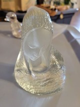 VINTAGE CRYSTAL MADONNA Virgin MARY ART GLASS SIGNED VIKING SCULPTURE FI... - $28.00