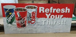 Vintage Coca Cola Sprite Refresh Your Thirst Cardboard Sign Diet Coke Ic... - £72.54 GBP