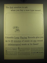 1949 Columbia Records Ad - The first question to ask when you buy a new type  - $18.49