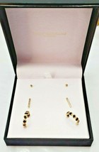 Christian Siriano New York Earrings 3 Pair Gold Balls Black Hoops Cubic Z Bars - £28.39 GBP