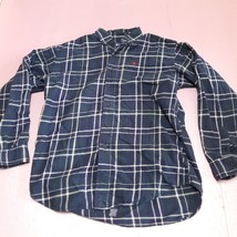 Ralph Lauren Flannel Shirt Boys Medium Blue Plaid Casual Cotton Button Up - £11.20 GBP