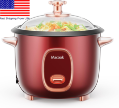 4 Cup Red Rice Cooker And Rice Steamer With Non-Stick Cooking Pot Kitche... - £39.93 GBP