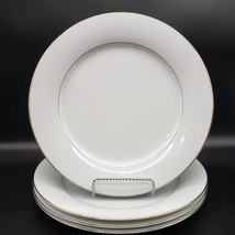 Vintage Noritake Whitehall Set of 4 Dinner Plates 10.5&quot; White Platinum T... - £31.25 GBP